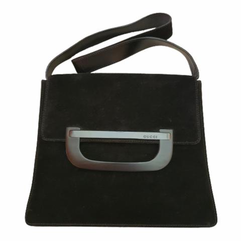 Gucci black hot sale suede bag